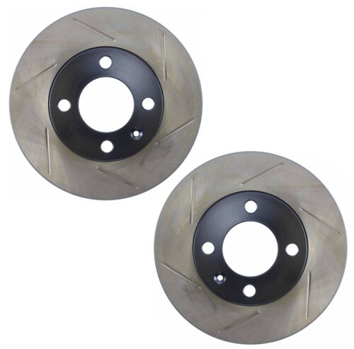 Pair Set of 2 Front Stoptech Sport Slotted Disc Brake Rotors for Audi Volkswagen