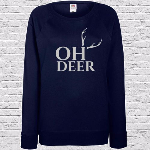 Christmas Sweatshirt Ladies Oh Deer Xmas Seasonal Sweatshirt 