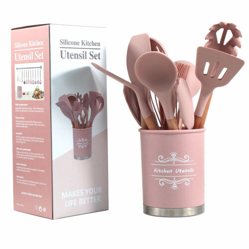11Pcs Silicone Kitchen Cooking Utensils Set Baking Tools Non-Stick Spatula spoon 