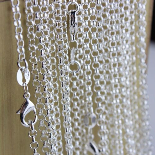 Women 925 Silver "O" RING Chain Necklace 2.5mm Jewelry findings 