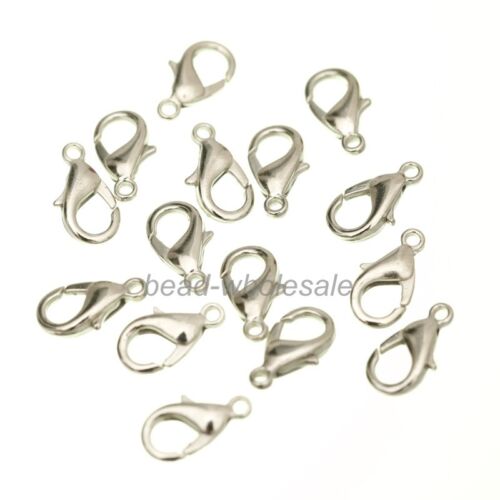 100Pcs Silver Gold Copper Plated Lobster Clasps Hooks Findings DIY 10mm 12mm