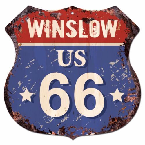 BP0723 WINSLOW US 66 Shield Rustic Chic Sign  MAN CAVE Decor Gift 