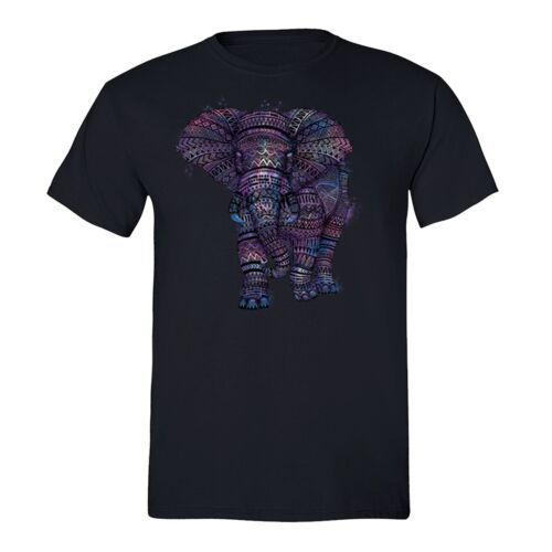 Homme Éléphant Tribal Coloré Animal Lover Galaxy violet ras du cou T-Shirt