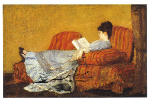 Young Lady Reading Kunstpostkarte Junge Frau lesend Mary Cassatt