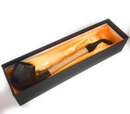 10 Inch Durable Wood-Texture Smoking Tobacco Cigar Pipes Free Cleaner US Seller