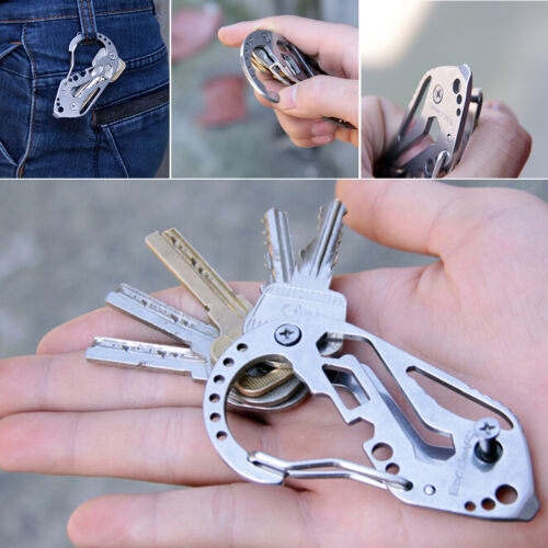 Edc Stainless Multi Tools Keychain Screwdriver Wrench Carabiner Pocket Tool ttLD