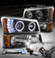 FOR 03-06 CHEVY SILVERADO HALO LED BLACK PROJECTOR HEADLIGHT LAMP W//BLUE DRL+HID