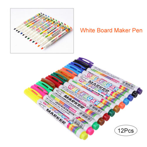 12x Farben Whiteboard Marker Stifte Set Boardmarker Whiteboardstifte Rundspitze