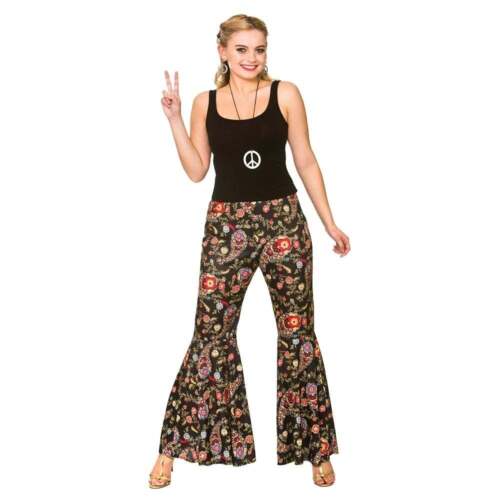 Womens 1960/'s Funky Jeans Hippie Hippy Retro Pants Flares Fancy Dress Accessory