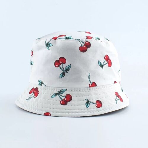 Panama Fruit Cherry Print Bucket Hat For Men Women