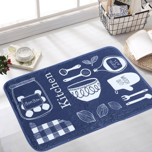 FM/_ Cartoon Cat Flannel Bathroom Non-Slip Door Entrance Floor Mat Rug Carpet Hea