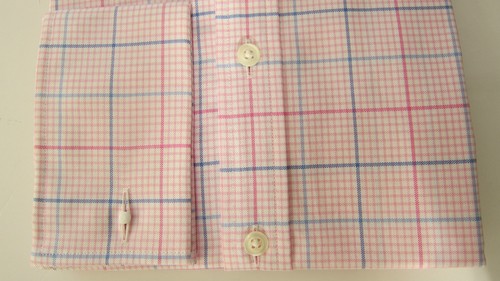 T M Lewin Regular Fit Pink Kariertes Hemd Reine Baumwolle Umschlagmanschette