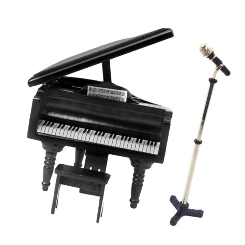 1//12scale Doll House Miniature Musical Instrument Piano Microphone W// Holder