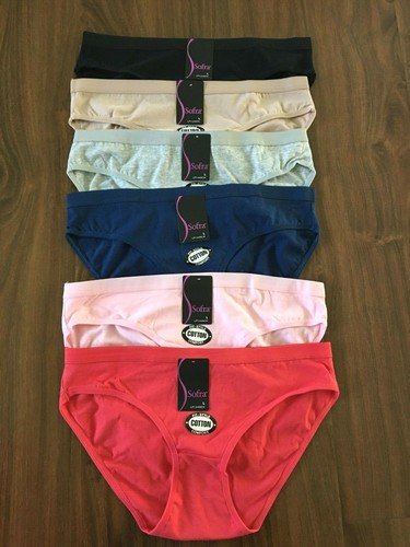 LARGE ~ 6 PACK Women Cotton Bikini Panties Underwear BLACK RED BEIGE LP1445CK