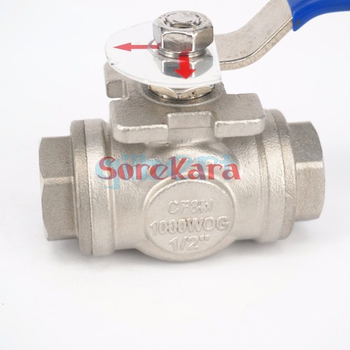 1//2/" 3//4/" 1/" BSP Female 304 Stainless Steel 3 Way T//L Port Ball Valve 229 PSI