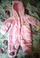 INFANT Sz 3 Mo. Pink Plush WINNIE the POOH SNOWSUIT Bear Ear Hood Easter Romper