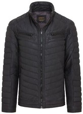 Men's Black Puffer Leather Biker Jacket Quilted Vintage Warm Bomber Jacket