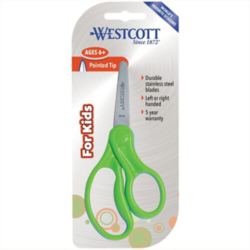 Pointed Tip for Left or Right Hand Westcott Kids Scissors 5" Hard Handle Blunt 
