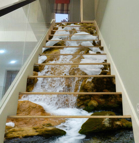Details about  / 3D ice river stairs stone Risers Decoration Photo Mural Vinyl Decal Wallpaper CA