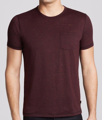 John Varvatos Star USA Men/'s Oxblood Red Crimson Heather Burnout Pocket T-Shirt