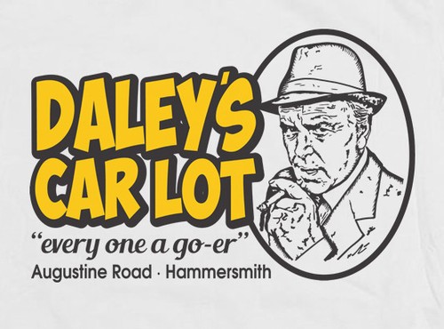 Minder TV Show Inspired Arthur Daley/'s Car Lot T-shirt Retro 80/'s TV Show NEW