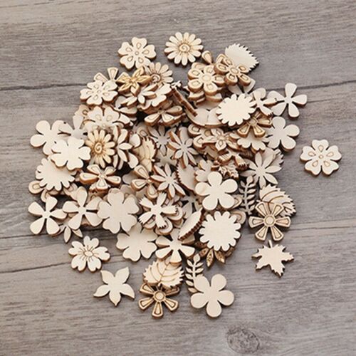 DIY Wood Chips Mixed Floret Leaves Shape Crafts Scrapbooking Decor Supplies AL 