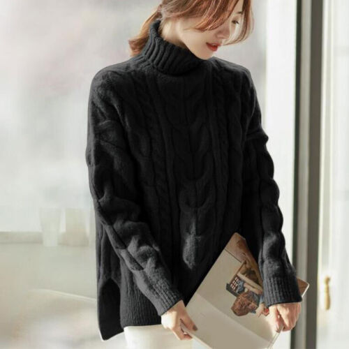 Women Cashmere Turtleneck Twist Winter Warm Sweater Jumper Pullover Coat Fashion 