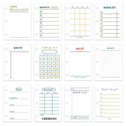 60 Sheets 60x80mm Mini 3 Hole Loose Leaf Binder Notebook Inner Page for Planner