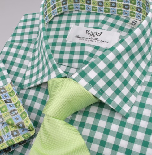 Forest Green Lucky Irish Charm Design Plaids /& Check Formal Business Dress Shirt