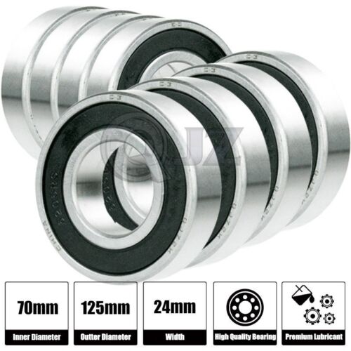 8x 6214-2RS Ball Bearing 70mm x 125mm x 24mm Rubber Seal Premium RS 2RS NEW