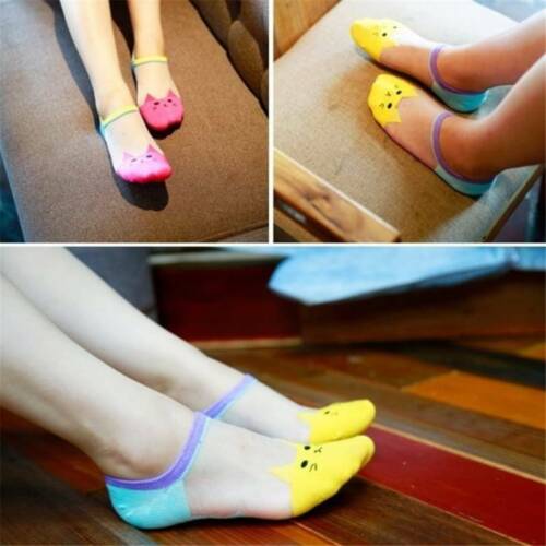 Women Invisible No Show Nonslip Loafer Cat Boat Ankle Low Cut Cotton Socks Z 