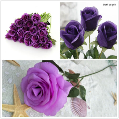 45cm Purple Artificial Rose Silk Flowers Flower Floral Fake Valentines Wedding