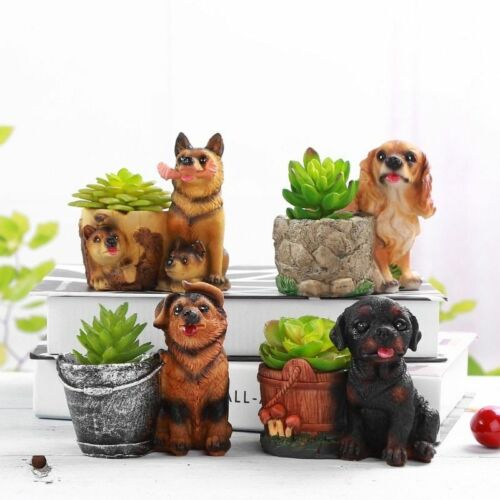 Dog Cartoon Succulent Plant Pot Decorative Desktop Flower Resin Basket Flowerpot 