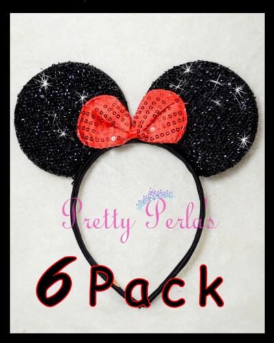 6pc Minnie-Mickey Mouse Ears Headband  Sparkle Shimmer