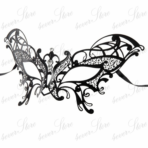 Black Womens Ravishing Butterfly Laser-Cut Metal Venetian Masquerade Mask