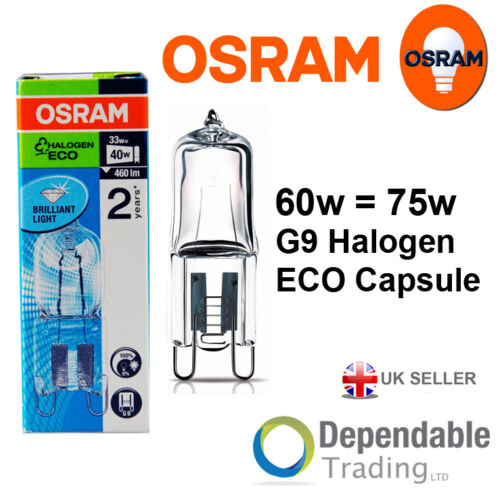 Osram Halopin G9 Energy Saving Halogen Capsule 20w=25w 33w=40w 48w=60w 60w=75w 
