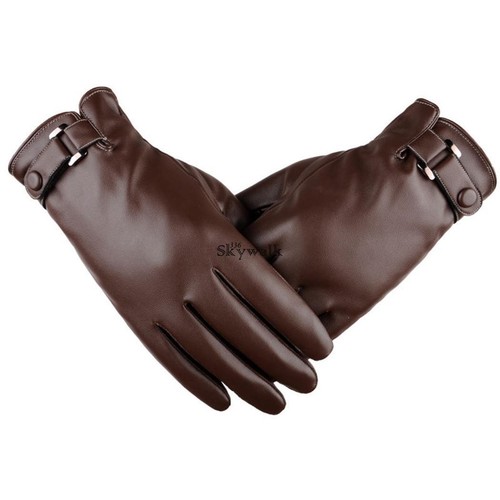 Men Winter Warm Stretch Touchscreen Gloves Windproof Synthetic Leather Mittens S