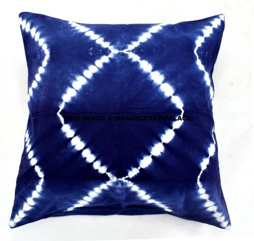 Indigo Tie Dye Cushion Cover 26x26" Shibori Pillows Decorative Throw Pillow Case 