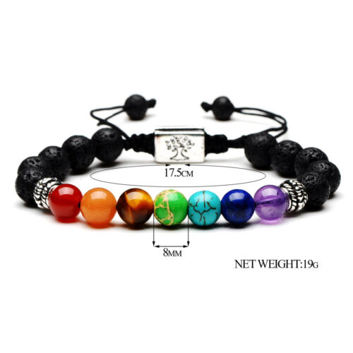 7 Chakra Yoga Natural Stone Beaded Cubic Tree Of Life/&3D Braided Bracelets 8MM