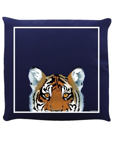 Curieux créatures Coussin Tigre Bleu marine 40x40cm