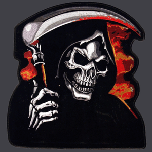 GRIM REAPER GOTHIC SKULL BIKER PATCH 12 INCH PATCH