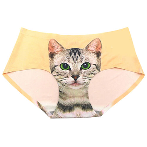 New Ladies Pussy Panties Briefs Knickers Cat Printed Apparel Undies Underwear YJ