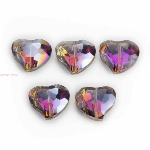 20x16mm Faceted Crystal Heart Glass Loose Spacer Beads Jewelry Making Crafts#Q 