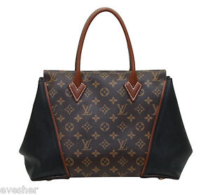 Louis Vuitton MONOGRAM W PM BLACK LEATHER Tote Bag Brown Shopper DoPEEK! | eBay