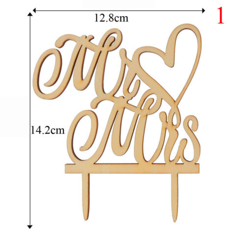 Cut Vintage Wood Cake Topper Bride and Groom Wedding Supplies Cake Decorations 