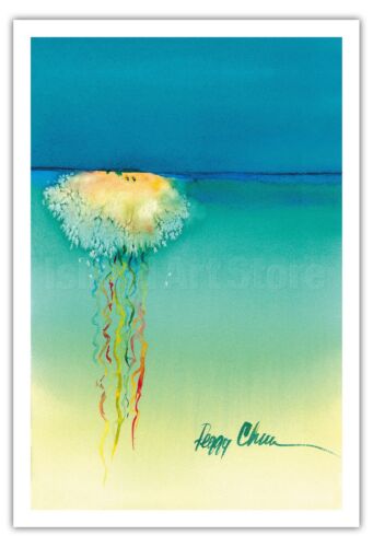 Pololia Peggy Chun Hawaii Watercolor Painting Art Print Hawaiian Jellyfish 