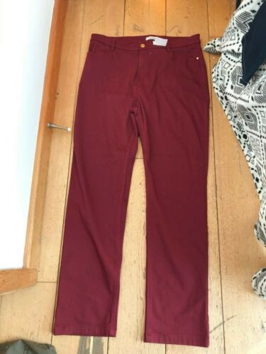 marks and spencer per una burgundy roma rise soft touch straight trousers 8r 18l 