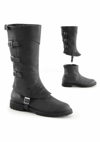 Funtasma GOTHAM-105 1 1/2'' Flat Heel Men's Buckled Strap Knee High Cuffed Boot 