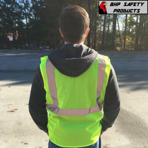 10 PACK NEON YELLOW SAFETY TRAFFIC VEST W// REFLECTIVE STRIPS SIZE 2XL