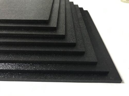 ABS Black Plastic Sheet 1/4" x 12" x 12” Textured 1 Side Vacuum Forming Pack 8 
